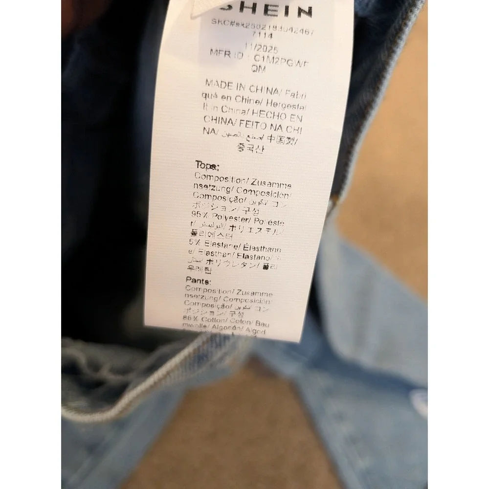 Shein Girls Butterfly Embroidered Distressed Wide Leg Jeans Size 11Y